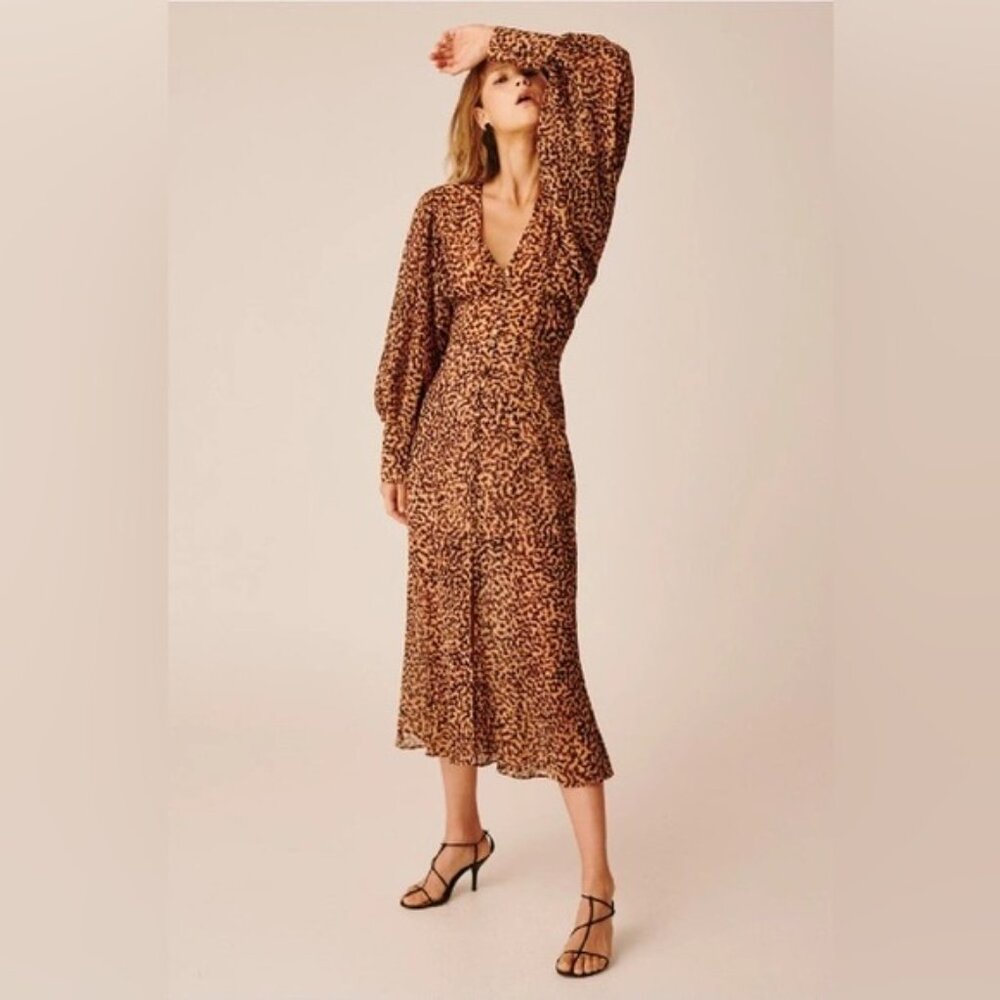 C/Meo Collective Apparent Long Sleeve Dress With An All Over Abstract Animal Pri - Picture 6 of 9